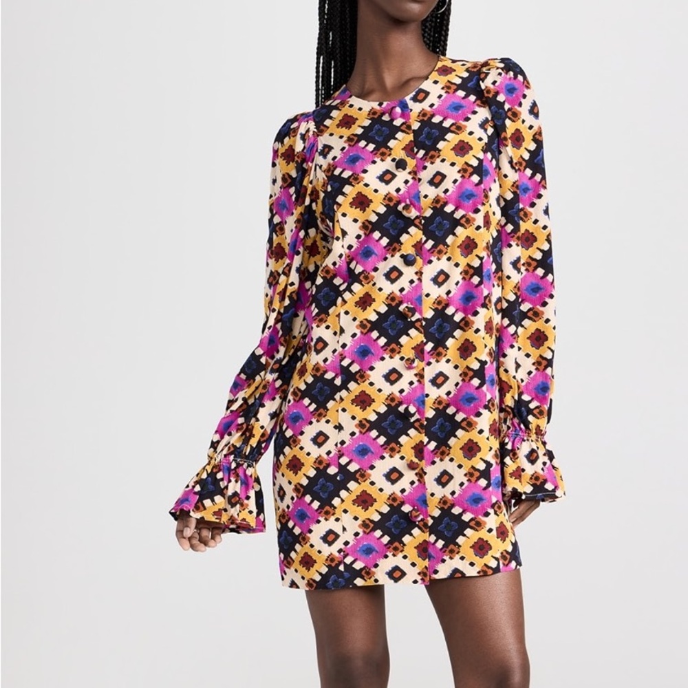 RHODE Nara Long Sleeve Dress in Pink, Brown, and Blue